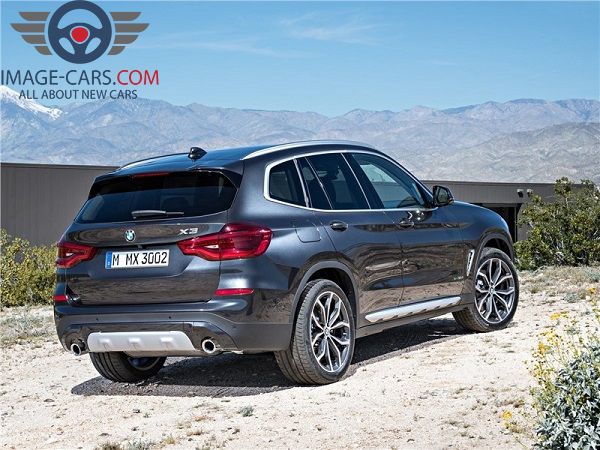 Rear view of BMW X3 of 2018 year
