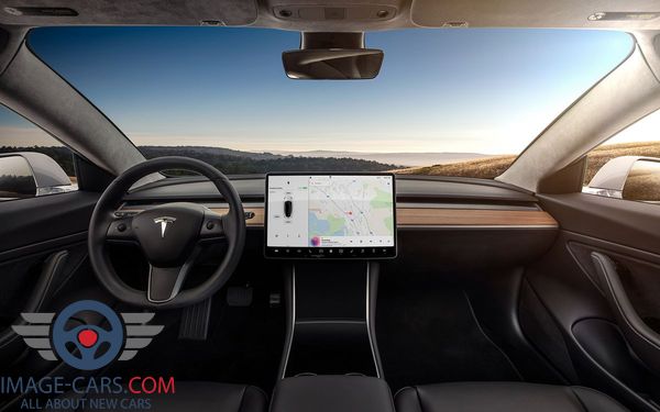 Dashboard view of Tesla Model 3 of 2017 year