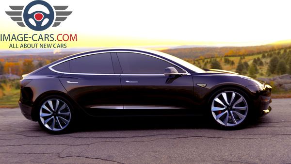 Right side view of Tesla Model 3 of 2017 year