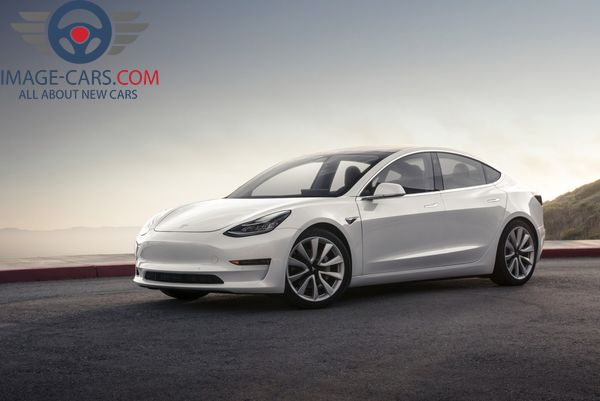 Front left side of Tesla Model 3 of 2017 year