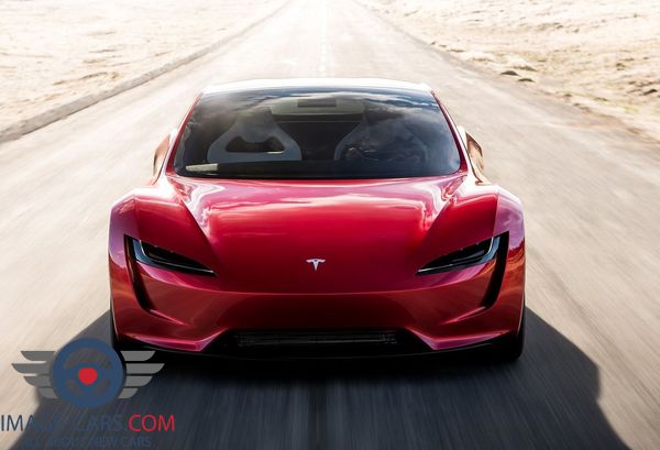 Front view of Tesla Roadster of 2018 year