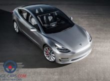 Front right side view of Tesla Model 3 of 2017 year