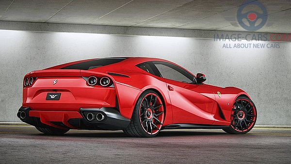 Rear Right side of Ferrari 812 Superfast of 2018 year
