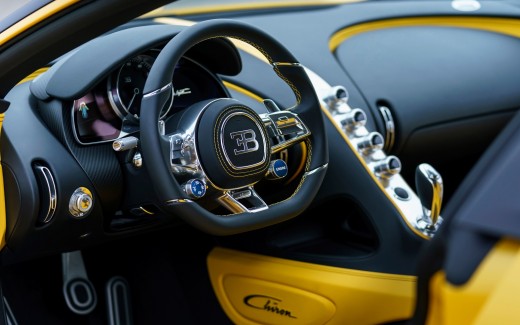 2018 Bugatti Chiron Yellow and Black Interior Wallpaper
